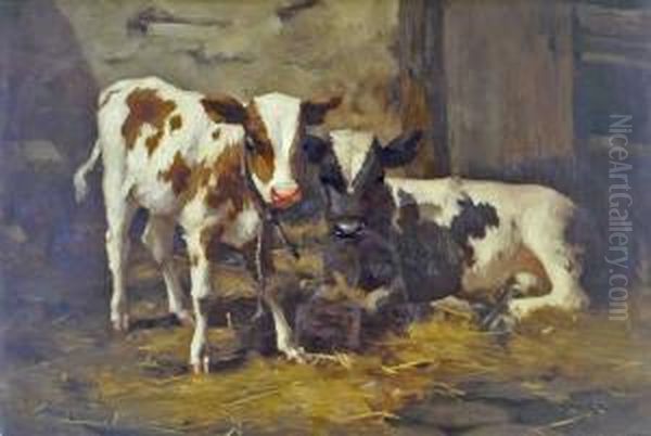 'ayrshire Calves'. Oil Painting by David Gauld