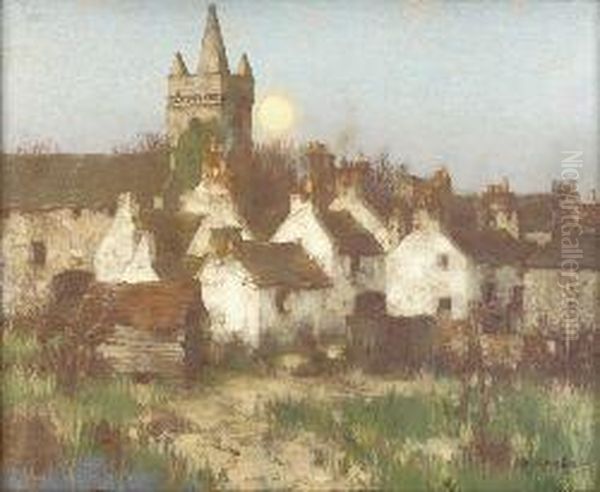 Kirkcudbright By Moonlight Oil Painting by David Gauld