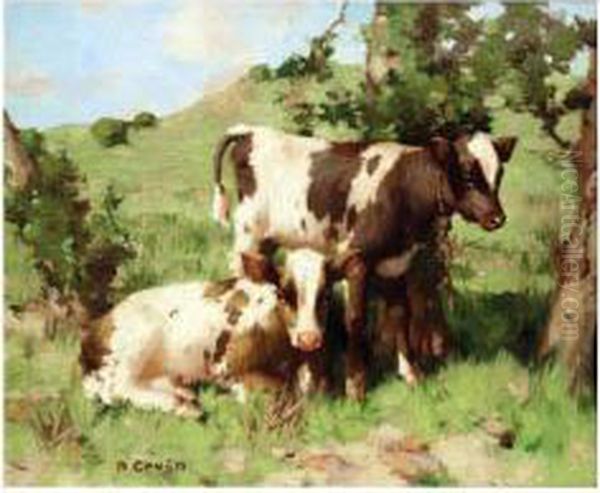 The Calves Oil Painting by David Gauld