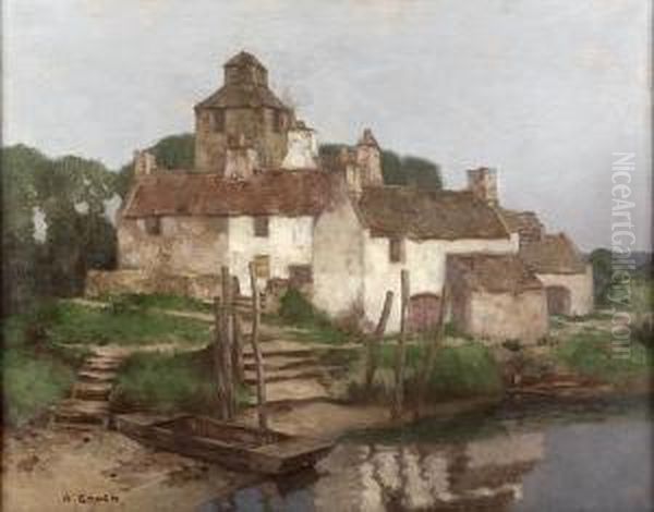 A Normandy Farm Oil Painting by David Gauld