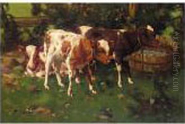 Calves Oil Painting by David Gauld