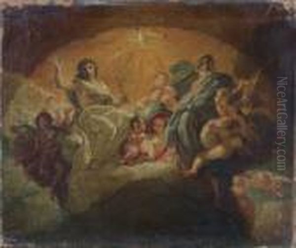 La Sainte Trinite Oil Painting by Giovanni Battista (Baciccio) Gaulli