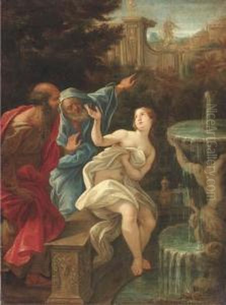 Susanna And The Elders Oil Painting by Giovanni Battista (Baciccio) Gaulli