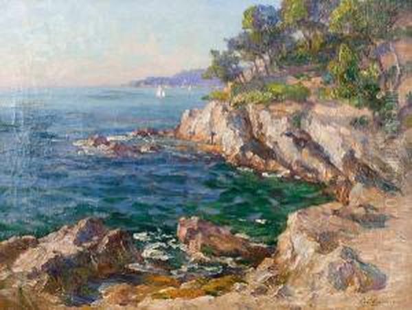 Cote D'azur Oil Painting by Adolphe Gaussen