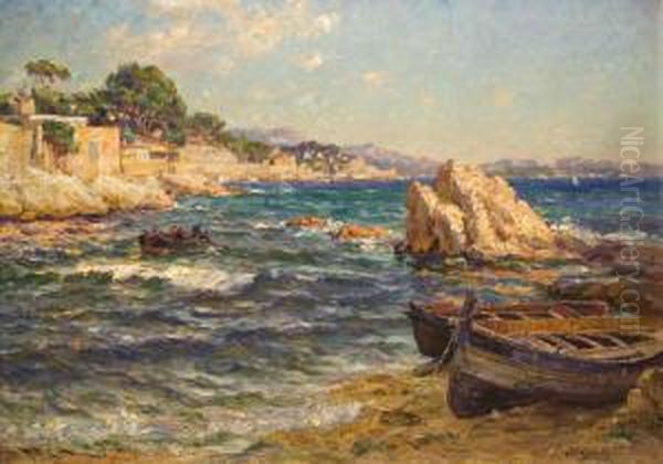 Puerto Costero Oil Painting by Adolphe Gaussen