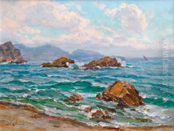 < Les Islettes, Rade De Toulon >. Oil Painting by Adolphe Gaussen