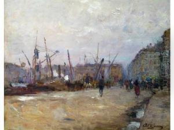 :personnages Sur Le Port De Marseille Oil Painting by Adolphe Gaussen