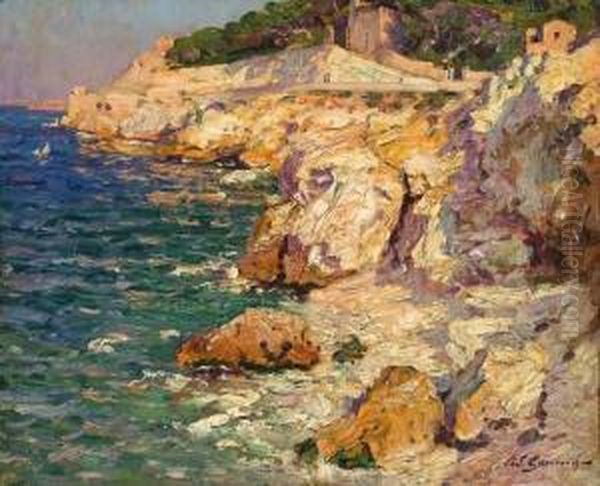 Bord De Corniche A Marseille. Oil Painting by Adolphe Gaussen