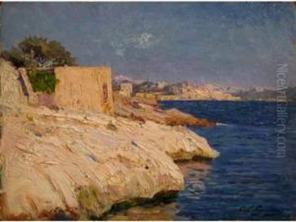 Bord De Corniche. Oil Painting by Adolphe Gaussen