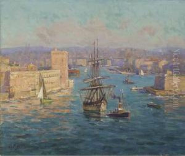 Les Quais Oil Painting by Adolphe Gaussen