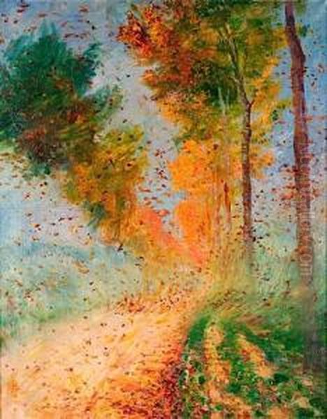 Coup De Vent En Automne Oil Painting by Leo Gausson