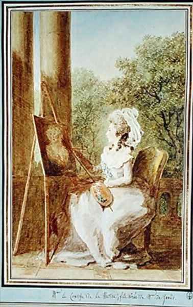 Caroline de Genlis comtesse de Woesting Oil Painting by Louis Carrogis Carmontelle