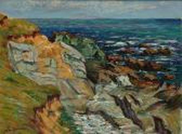 Rocky Coastline Oil Painting by Leo Gausson