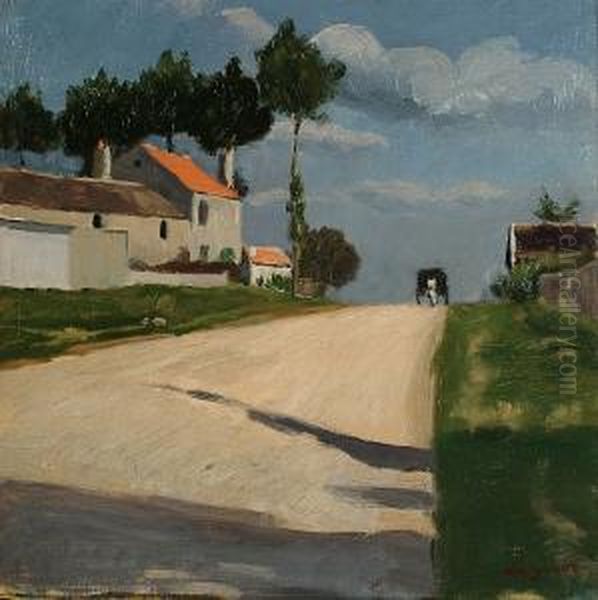 Road Through A Village Oil Painting by Leo Gausson