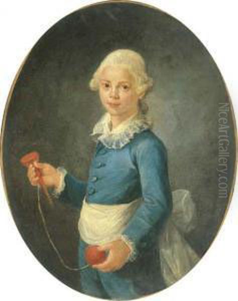 Enfant Au Bilboquet Oil Painting by Jacques - Fabien Gautier - Dagoty