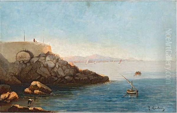 Bord De Corniche A Marseille. Oil Painting by Louis Francois Gautier