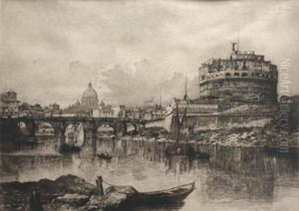 Roma Castel Sant'angelo Oil Painting by Lucien Gautier