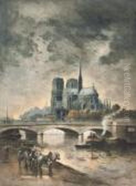 Notre Dame Et Les Quais Oil Painting by Lucien Gautier