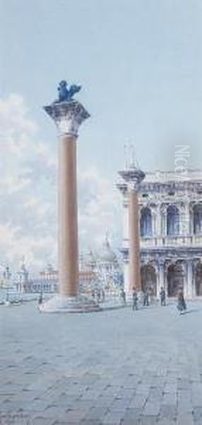 St. Mark's Square With The Columns Oil Painting by Natale Gavagnin