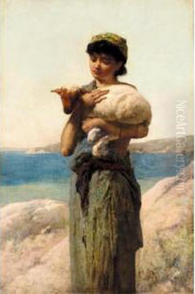 An Italian Shepherdess Oil Painting by Robert Gavin