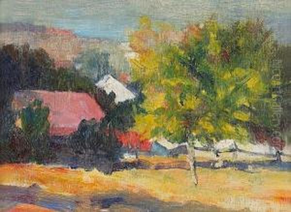 Misty Ranch Oil Painting by August Gay