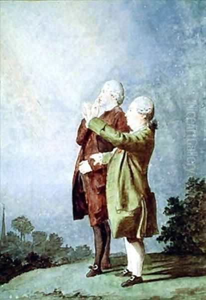 Gabriel de Bory (1720-1801) and Abbot Alexis-Marie Rochon (1741-1817 Oil Painting by Louis Carrogis Carmontelle