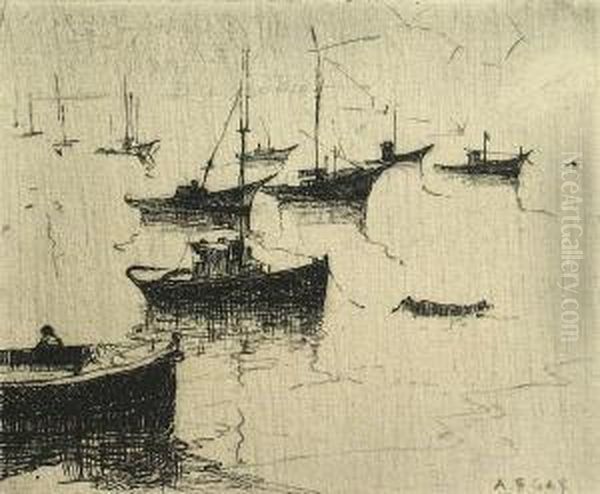 Etchings Of Monterey Oil Painting by August Gay