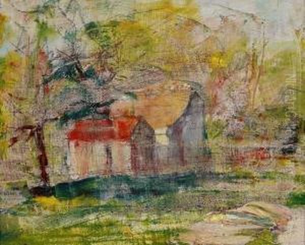 Barn And Shed Oil Painting by August Gay