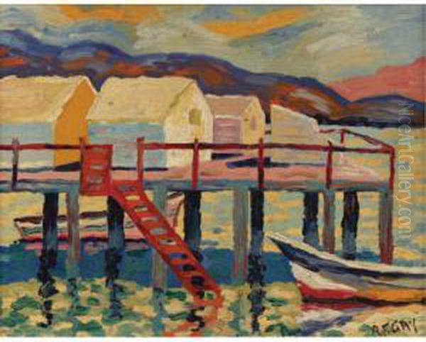 The Pier Oil Painting by August Gay