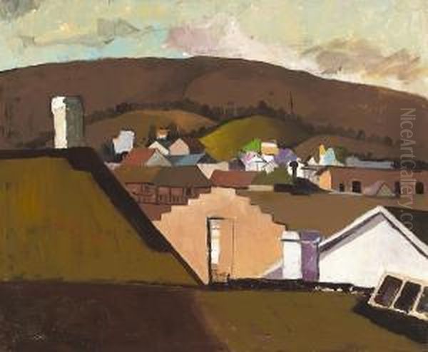 View Of Old Monterey From The Rooftop Of The Stevenson House, 1928 (no.12) Oil Painting by August Gay