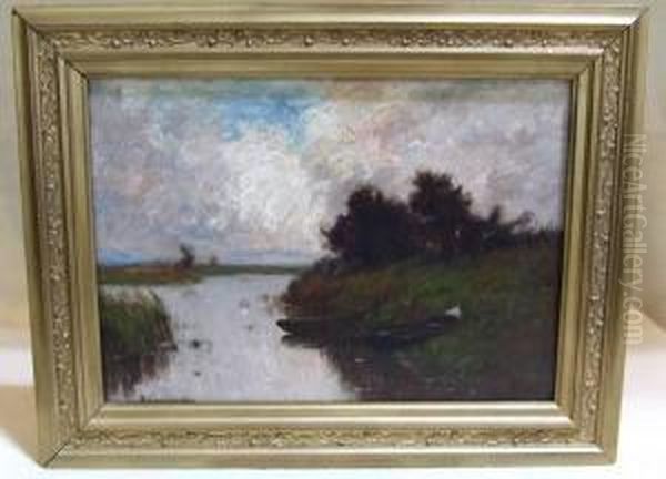 Boats And River Scene Oil Painting by Edward B. Gay