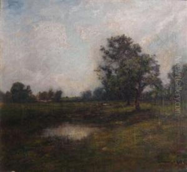 Landscape With Cow Oil Painting by Edward B. Gay