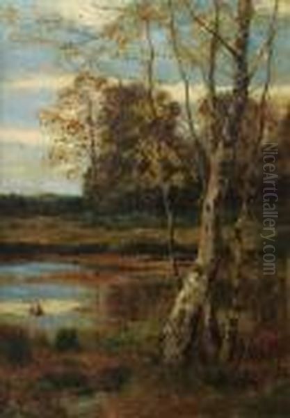 ''birches By A Pond'' Oil Painting by Edward B. Gay