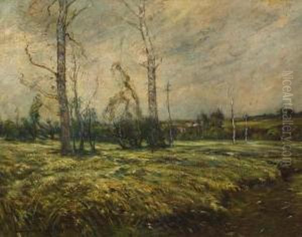 Early Winter Landscape Oil Painting by Edward B. Gay