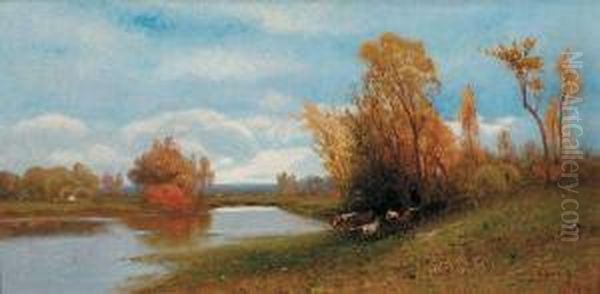 Autumn Landscape Oil Painting by Edward B. Gay