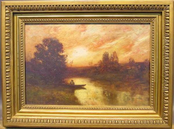 Boater At Sunset Oil Painting by Edward B. Gay