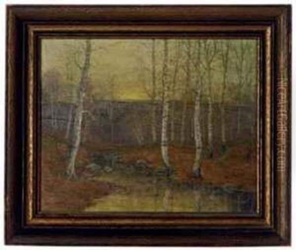 Beech Trees In A Late Autumn Landscape Oil Painting by George Howell Gay