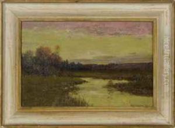 Sunset Over A Marsh Oil Painting by George Howell Gay