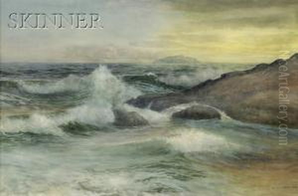 Surf And Rocks At Twilight Oil Painting by George Howell Gay