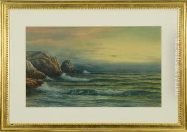 Sunset On A Rocky Coast Oil Painting by George Howell Gay