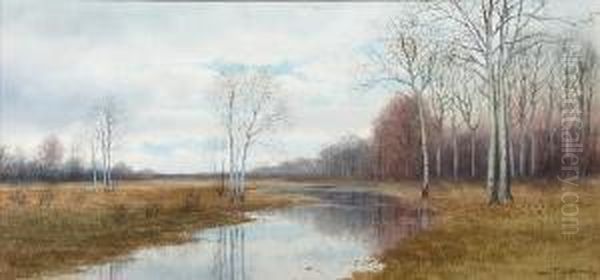 Marsh Landscape Oil Painting by George Howell Gay