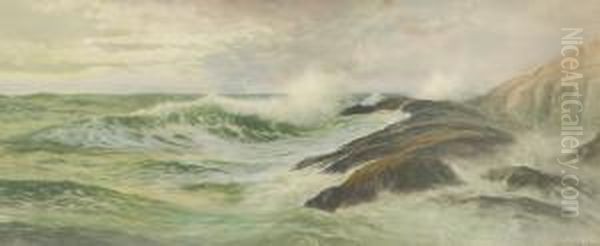 Rocky Coastal Scene Oil Painting by George Howell Gay