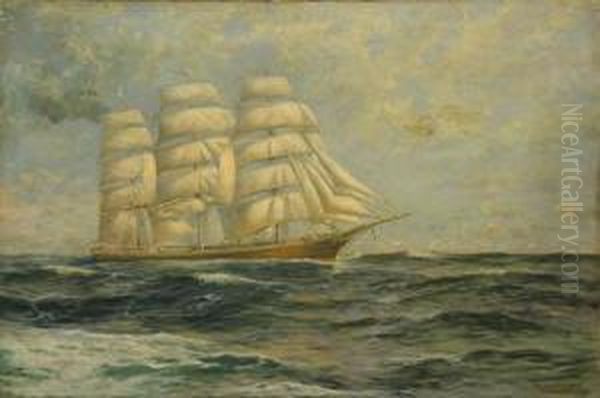 A Sailing Vessel On Choppy Seas Oil Painting by George Howell Gay