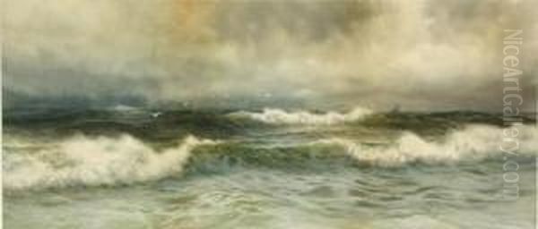 Seascape With Crashing Waves Oil Painting by George Howell Gay