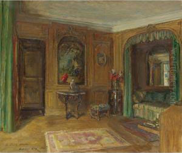 Edith Wharton's Bedroom At Pavillon Colombe Oil Painting by Walter Gay