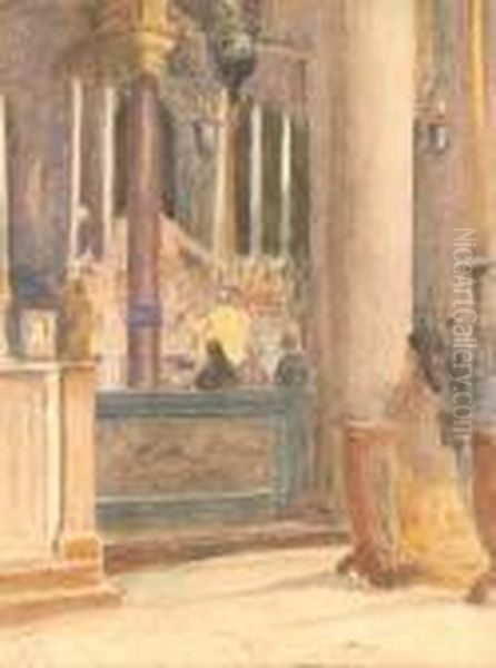 Church Interior Oil Painting by Walter Gay