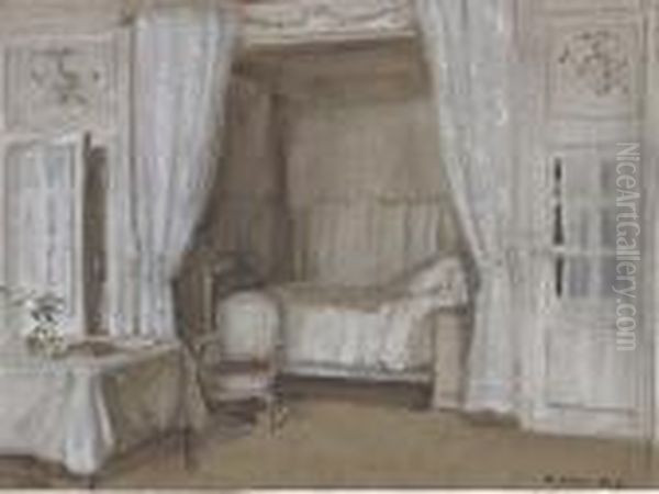 The Interior Of A Bedroom Oil Painting by Walter Gay