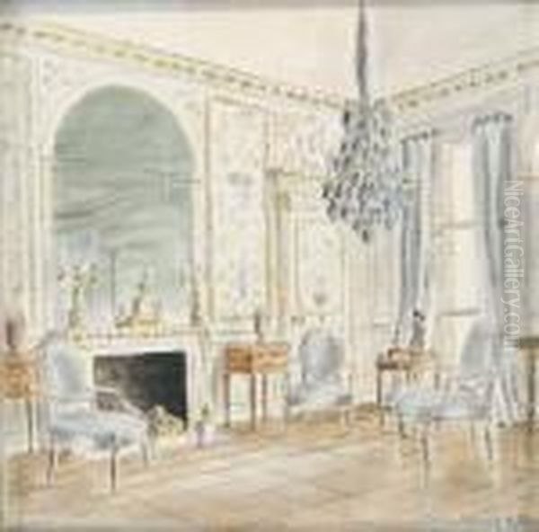 Salon Louis Xvi Oil Painting by Walter Gay