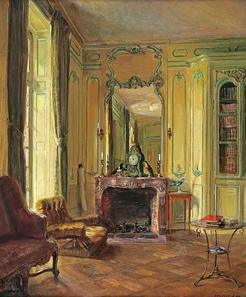 Library At Breau Oil Painting by Walter Gay