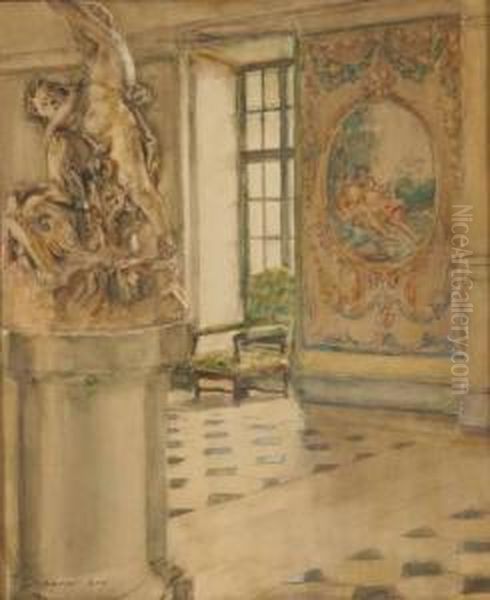 Salon, Chateau Du Breau A Fontainebleau Oil Painting by Walter Gay